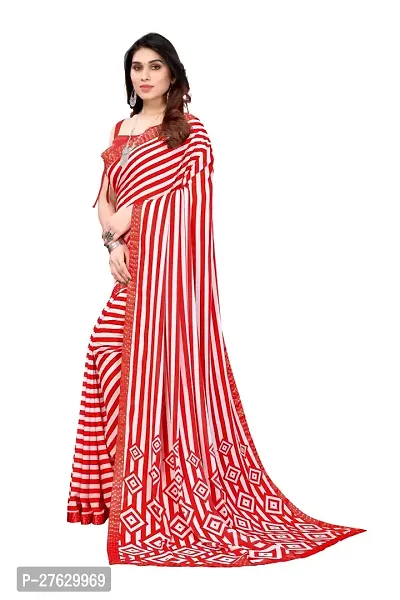 Women  georagette  printed saree  With Unstitched Blouse Piecee red-thumb3