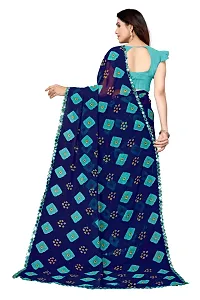 Women Georgette printed mirror border saree with  Unstitched Blouse Piecee Royal blue-thumb3