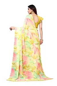 Women Georgette printed leriya saree with  Unstitched Blouse Piecee light yellow-thumb3