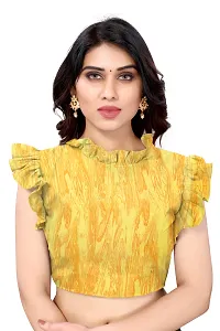 Women Georgette printed leriya saree with  Unstitched Blouse Piecee light yellow-thumb4