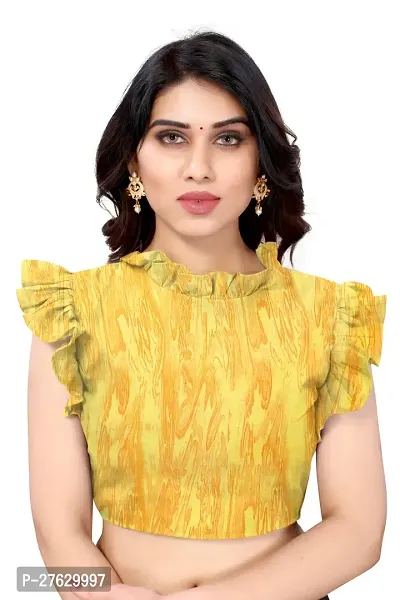 Women Georgette printed leriya saree with  Unstitched Blouse Piecee light yellow-thumb5