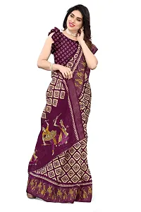 Women Geometric print Saree and cotton blend febric With Unstitched Blouse Piecee skyblue-thumb2