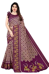 Women Geometric print Saree and cotton blend febric With Unstitched Blouse Piecee skyblue-thumb3