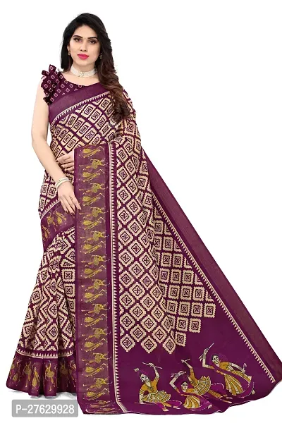 Women Geometric print Saree and cotton blend febric With Unstitched Blouse Piecee skyblue-thumb4