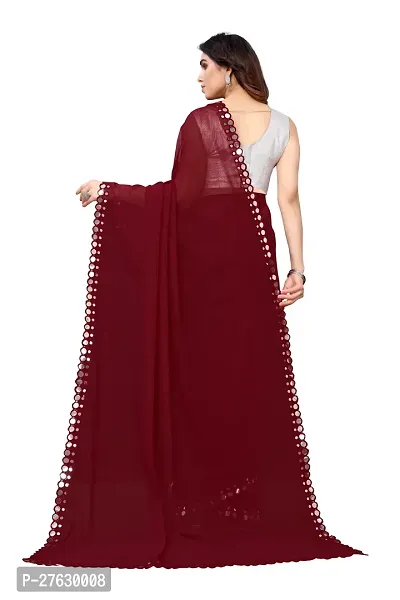 Women Georgette mirror border saree with  Unstitched Blouse Piecee brown-thumb2