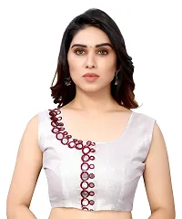 Women Georgette mirror border saree with  Unstitched Blouse Piecee brown-thumb2