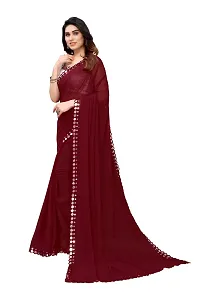 Women Georgette mirror border saree with  Unstitched Blouse Piecee brown-thumb4