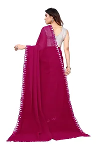 Women Georgette mirror border saree with  Unstitched Blouse Piecee rani pink-thumb1