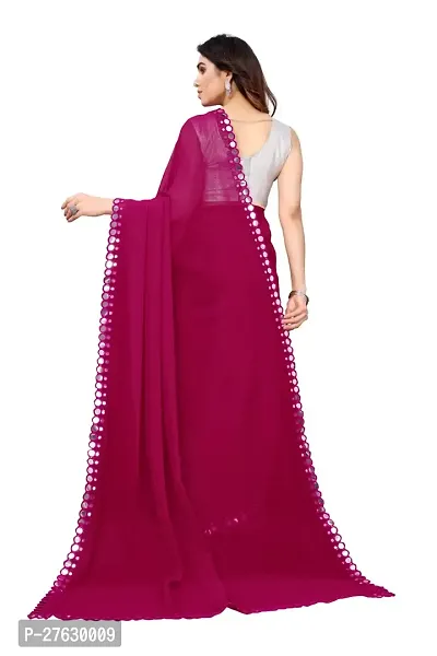 Women Georgette mirror border saree with  Unstitched Blouse Piecee rani pink-thumb2