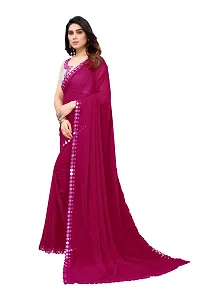 Women Georgette mirror border saree with  Unstitched Blouse Piecee rani pink-thumb2