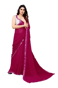 Women Georgette mirror border saree with  Unstitched Blouse Piecee rani pink-thumb4