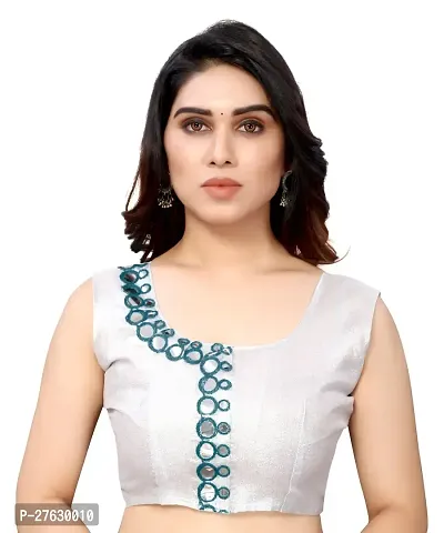 Women Georgette mirror border saree with  Unstitched Blouse Piecee rama-thumb3