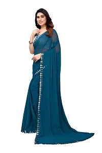 Women Georgette mirror border saree with  Unstitched Blouse Piecee rama-thumb3