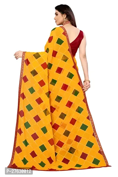 Women Georgette printed less border saree with  Unstitched Blouse Piecee Yellow-thumb5