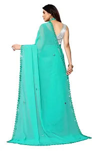 Women Georgette mirror border saree with  Unstitched Blouse Piecee Skyblue-thumb2