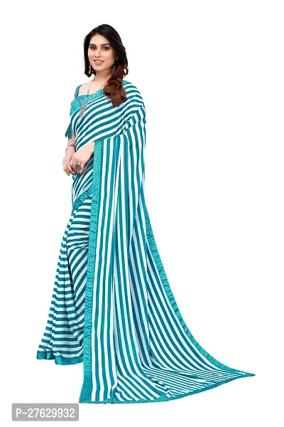 Women Georggate febric saree With Unstitched Blouse Piecee skyblue-thumb3