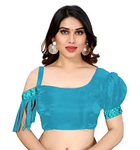 Women Georggate febric saree With Unstitched Blouse Piecee skyblue-thumb2