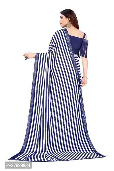 Women Georggate febric saree With Unstitched Blouse Piecee navyblue-thumb4