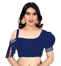 Women Georggate febric saree With Unstitched Blouse Piecee navyblue-thumb4