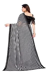 Women Georggate febric saree With Unstitched Blouse Piecee black-thumb3