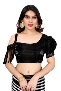 Women Georggate febric saree With Unstitched Blouse Piecee black-thumb4