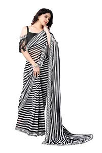 Women Georggate saree With Unstitched Blouse Piecee black and white-thumb1