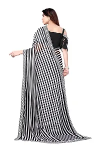 Women Georggate saree With Unstitched Blouse Piecee black and white-thumb3