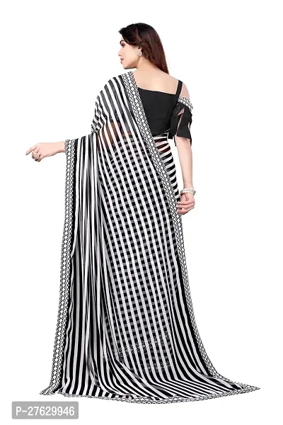 Women Georggate saree With Unstitched Blouse Piecee black and white-thumb4