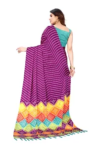 Women moss chiffon printed saree With Unstitched Blouse Piecee purple-thumb1