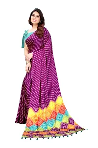 Women moss chiffon printed saree With Unstitched Blouse Piecee purple-thumb4