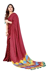 Women moss chiffon printed saree With Unstitched Blouse Piecee red-thumb1