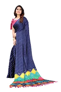 Women moss chiffon printed saree With Unstitched Blouse Piecee navy blue-thumb3