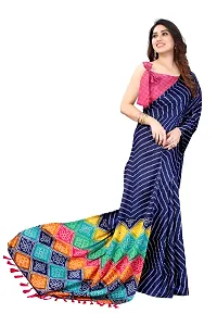 Women moss chiffon printed saree With Unstitched Blouse Piecee navy blue-thumb2