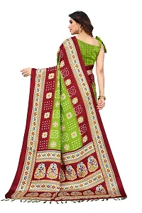 Women  poly slik printed saree with squnse les and Unstitched Blouse Piecee mahendi maroon-thumb1