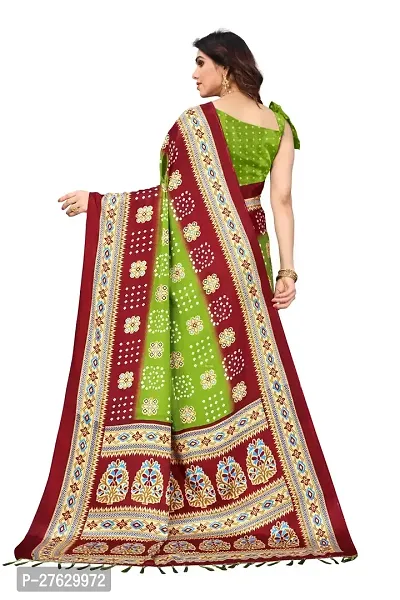 Women  poly slik printed saree with squnse les and Unstitched Blouse Piecee mahendi maroon-thumb2