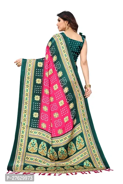 Women  poly slik printed saree with squnse les and Unstitched Blouse Piecee rama pink-thumb3