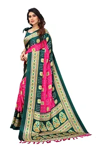 Women  poly slik printed saree with squnse les and Unstitched Blouse Piecee rama pink-thumb3