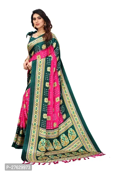 Women  poly slik printed saree with squnse les and Unstitched Blouse Piecee rama pink-thumb4