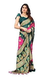 Women  poly slik printed saree with squnse les and Unstitched Blouse Piecee rama pink-thumb4