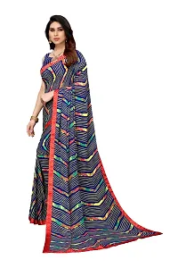 Women Georgette printed leriya saree with  Unstitched Blouse Piecee royal blue-thumb1