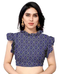 Women Georgette printed leriya saree with  Unstitched Blouse Piecee royal blue-thumb4