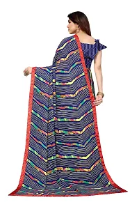 Women Georgette printed leriya saree with  Unstitched Blouse Piecee royal blue-thumb3