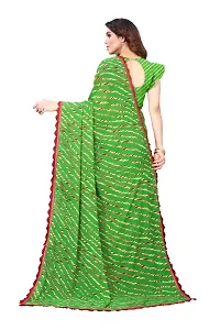 Women Georgette printed leriya saree with  Unstitched Blouse Piecee green-thumb2