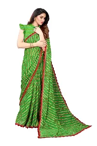 Women Georgette printed leriya saree with  Unstitched Blouse Piecee green-thumb1