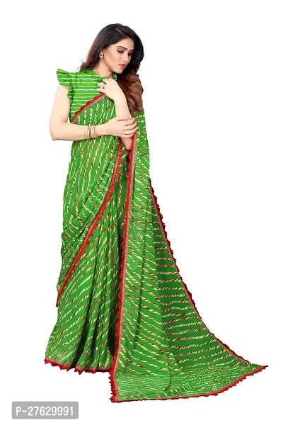 Women Georgette printed leriya saree with  Unstitched Blouse Piecee green-thumb2