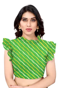 Women Georgette printed leriya saree with  Unstitched Blouse Piecee green-thumb4