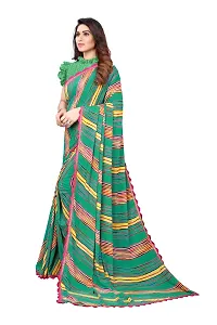 Women Georgette printed leriya saree with  Unstitched Blouse Piecee rama-thumb1