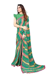 Women Georgette printed leriya saree with  Unstitched Blouse Piecee rama-thumb2