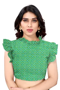 Women Georgette printed leriya saree with  Unstitched Blouse Piecee rama-thumb3