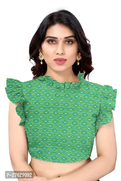 Women Georgette printed leriya saree with  Unstitched Blouse Piecee rama-thumb4